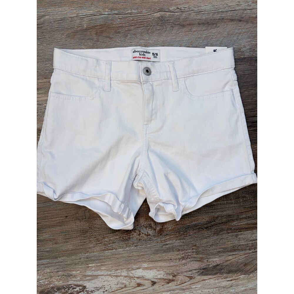 Abercrombie kids girls white denim jean shorts NEW WITH TAGS sz 15/16